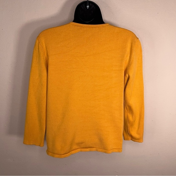Small Lauren Ralph Lauren Silk Blend Yellow Knit Cardigan Button Front Preppy - Picture 8 of 14